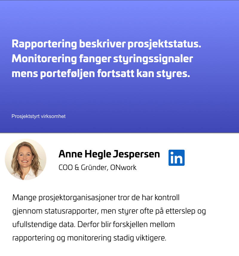 Rapporter beskriver prosjektstatus