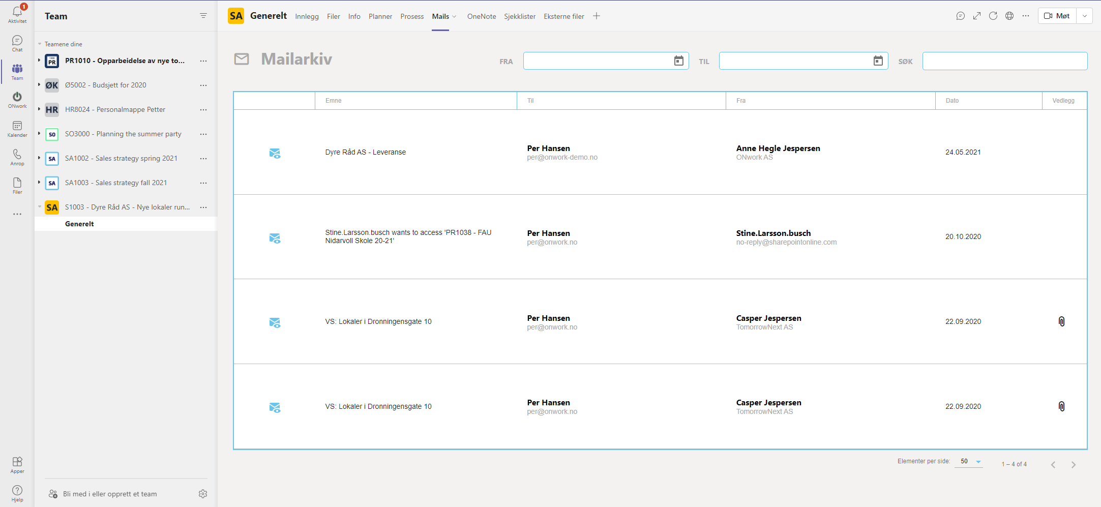 Screen shot of the the ONwork mail archive. Screen shot of the the ONwork mail archive.